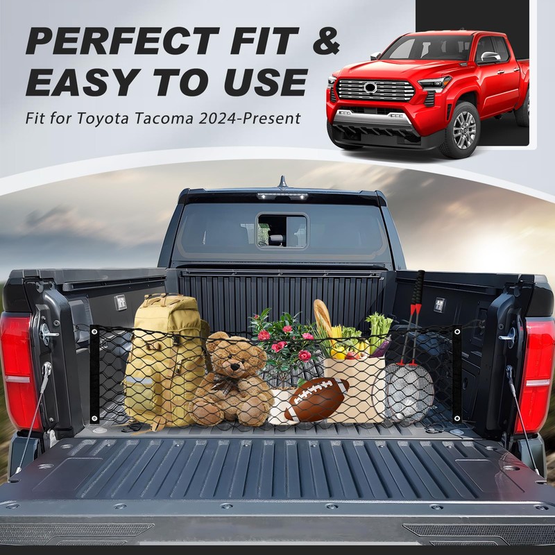 Karltys Truck Bed Cargo Net for Toyota Tacoma 2024 2025,