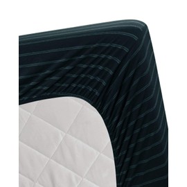 DELANNA Sábana bajera ajustable de punto suave y transpirable para playera solo (azul marino, individual)