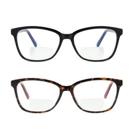 Kafirlo Bifocal Reading Glasses Women Blue Light Computer Readers With Clear Top Cat Eye Frame Stylish Fashion Ladies Eyeglass +1.0