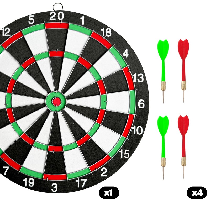 Cork Dartboard, Includes 4 Darts Metal Tip, Professional Number Ring