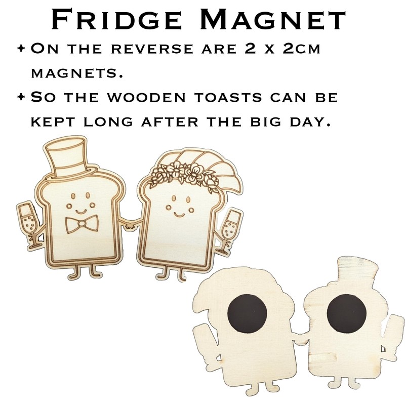 Wedding Card With Wooden Toast Fridge Magnets - A Toast