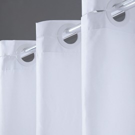 Furlinic Long Shower Curtain with Grommet Hooks,Made of White Heavy Fabric Washable for Stall or Bathtub 80x47 Inch.