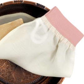 Turkish 100% Silk Exfoliating Mitt Hammam Glove, Body Scrub Glove Bath Mitt, Fake Tan Remover Bath Glove, Natural Glow for Women, Men, Shower, Hammam, Spa by Feel Fine (Pinky Orange)