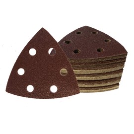 Delta Sanding Triangles │120 Pieces │ 6-Hole │ 93 x 93 x 93 mm │ Each 20 x Grit 40/60/80/120/180/240 │ for Delta Sanders │ Sanding Sheets │ Triangular Sanding Pads │ Sandpaper │ Velcro Sanding