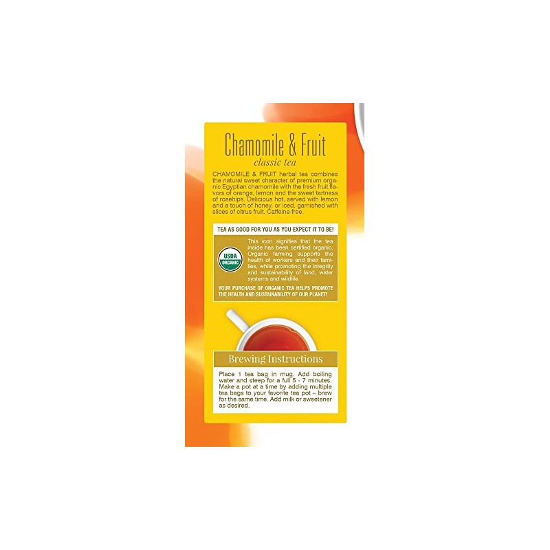 Davidson's Organics, Chamomile & Fruit, 25-count Tea Bags, Pack of