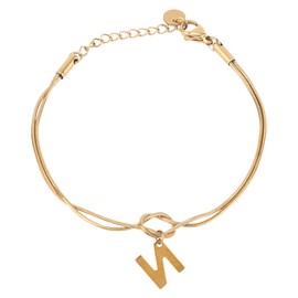 Mikovivi Bracelet Initials Gold, Trendy Dainty Gold Knot Bracelet with Letters Delicate Elegant Jewellery for Women Birthday Gift Festive Gift, Stainless Steel, No Gemstone