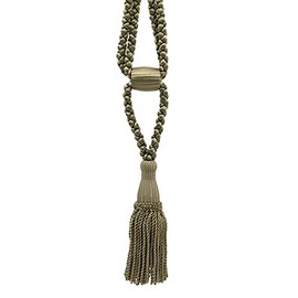 DÉCOPRO Set of 2 Beaver Green Decorative Tassel Tiebacks|5 1/2 inch Tassel Length|24 inch Spread (Embrace)|Style#: TBC055-SPR24 (8362)|Color: L80