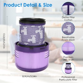 Diymoll Filter f1r Dyson V12,Vakuumfilter Ersatz f1r Dyson V12 Detect Slim Absolute Filter Total Clean Extra Fluffy Motorhead Complete Akku Staubsauger,Waschbarer Filter Ersetzen Sie Nr.971517-01,3 St1ck