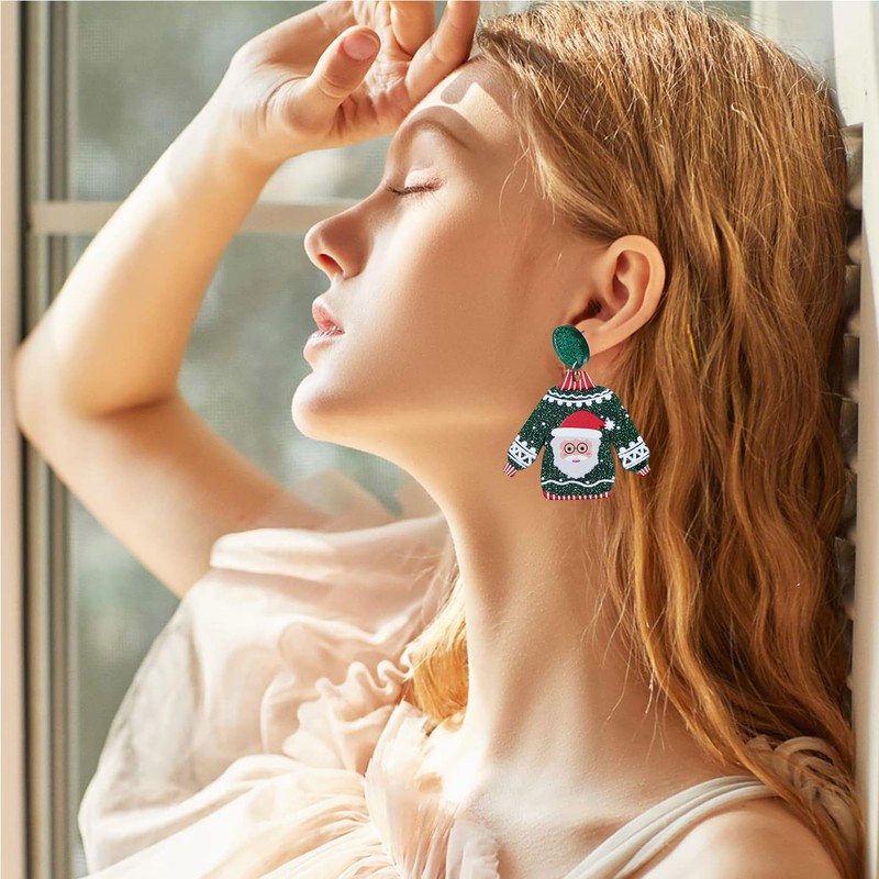 Christmas Earrings for Women Santa Claus Earrings Xmas Elk Earrings