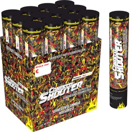 Nico Feuerwerk® Confetti Shooter Set Black Red Gold Metallic I Party Popper Cannons 30 cm for Birthday Engagement Wedding Party New Year's Eve Celebration Pack of 6