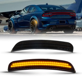 POPMOTORZ Rear Amber LED Side Marker Lights Assembly Compatible With 2015 2016 2017 2018 2019 2020 2021 2022 2023 Dodge Charger Rear Fender Bumper LED Side Marker Lamps Smoked Lens 2PCS
