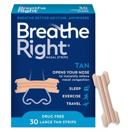 Breathe Tiras nasales derechas, grandes, 1 Pack (30 strips)