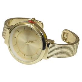 Blekon Collections Elegant Japanese Quartz Women's Rough Designed Cuff Bangle Watch (Gold)
