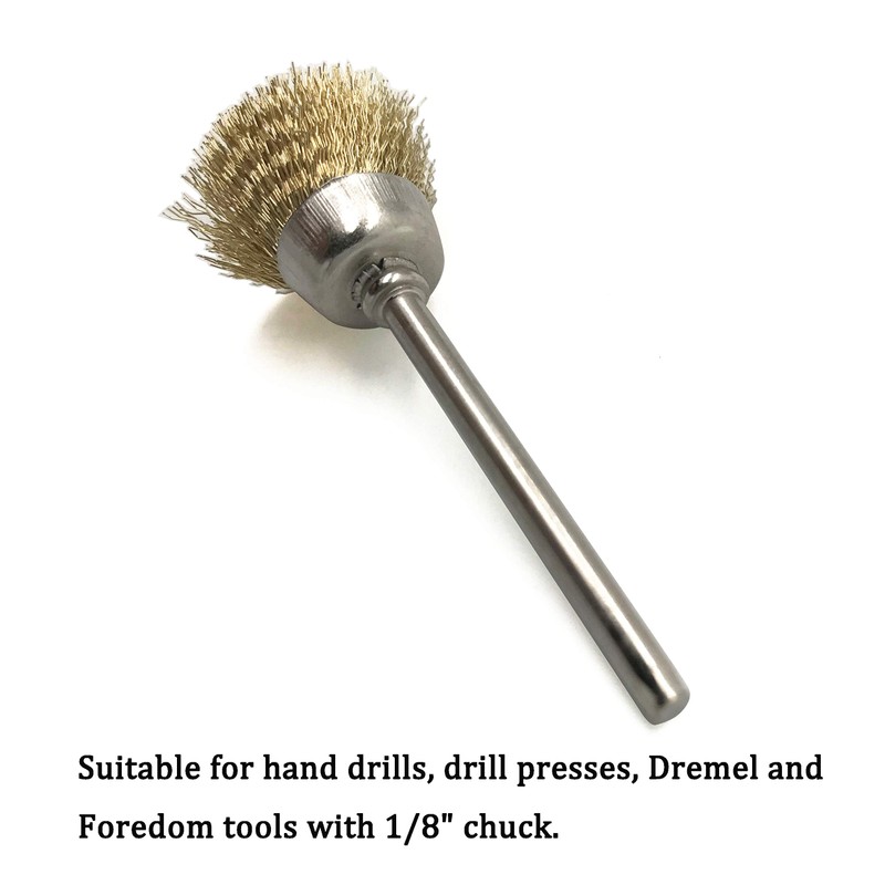 Brass Cup Wire Brush, 1/8 Inch Shank 2 Inch Length,