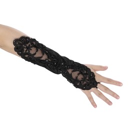 IBLUELOVER Lace Gloves Mesh Gloves Lace Gloves Elbow Long Fingerless Gloves Summer Sun Protection Gloves Flowers Girls Gloves for Opera Wedding Party Carnival Dance