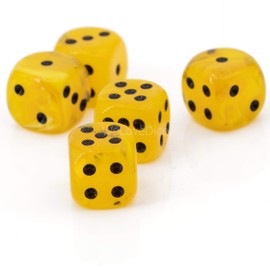 WeLoveBeads W6 Dandelion Dandelion Dice Yellow / Black - Made in Germany - Pack of 5