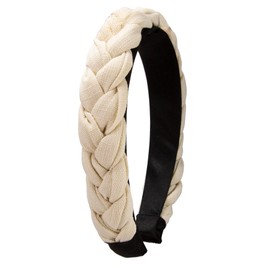 Alpenflüstern ADV141 Costume Braided Headband Linen Look Women's Hair Accessories Non-Slip Hair Band Braided for Dirndl (Natural White)