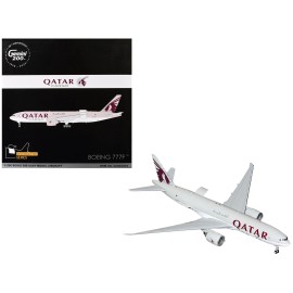 DCD Boeing 777F Commercial Aircraft 'Qatar Cargo' (A7-BFT) Gray Tail Graphics 1/200 Scale Diecast Toys 'Gemini 200 Interactive'