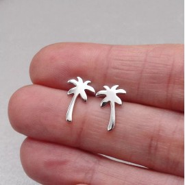 Unbranded Palm Tree Post Earrings - 925 Sterling Silver Palm Tree Studs - Beach Earrings