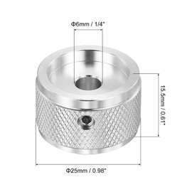 sourcing map 2 Pcs Aluminium Potentiometer Knobs, 1/4" (6mm) Universal Volume Tone Control Knobs for Guitar, Bass, Diamond 5/8" Silver