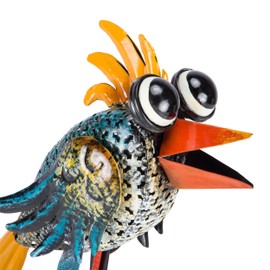 Alpine Corporation - Estatua de Metal de Ojos Anchos para Exteriores, 28 cm de Alto, Multicolor