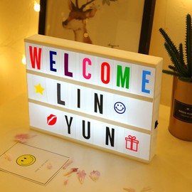 OPAHUTER Cinema Light Box with 192 Letters Numbers Symbols, Cinema Light Box Tops for Boys Girls, LED Light Box Sign for Home, Wedding, Birthday Parties