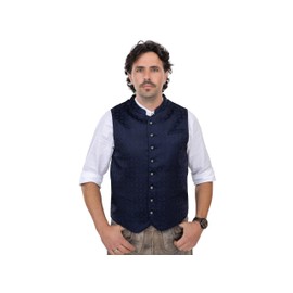 Schöneberger Trachten Couture Kilian Men's Traditional Waistcoat, Lederhosen Costume Jacket, Blue Loden Vest for Oktoberfest, blue