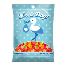 Amusemints Gummy Bears - It's a Boy (4 oz) | Perfect for Baby Showers & Celebrations |