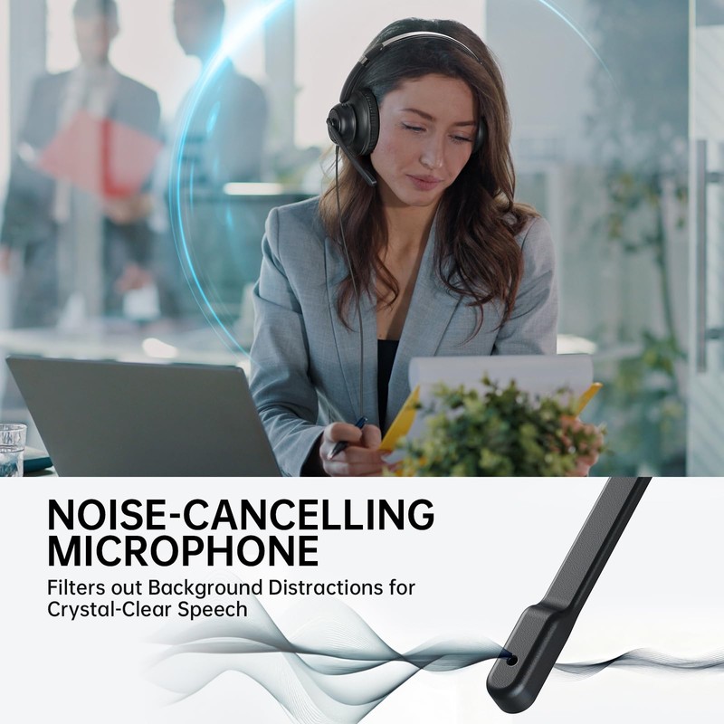 EKSA H8 USB Headset with Microphone for Work, Stereo Wired