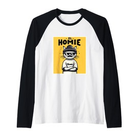 LIL HOMIE Cute Cholo Cat Chicano Art West Coast Hip Hop Prem Raglan Baseball Tee