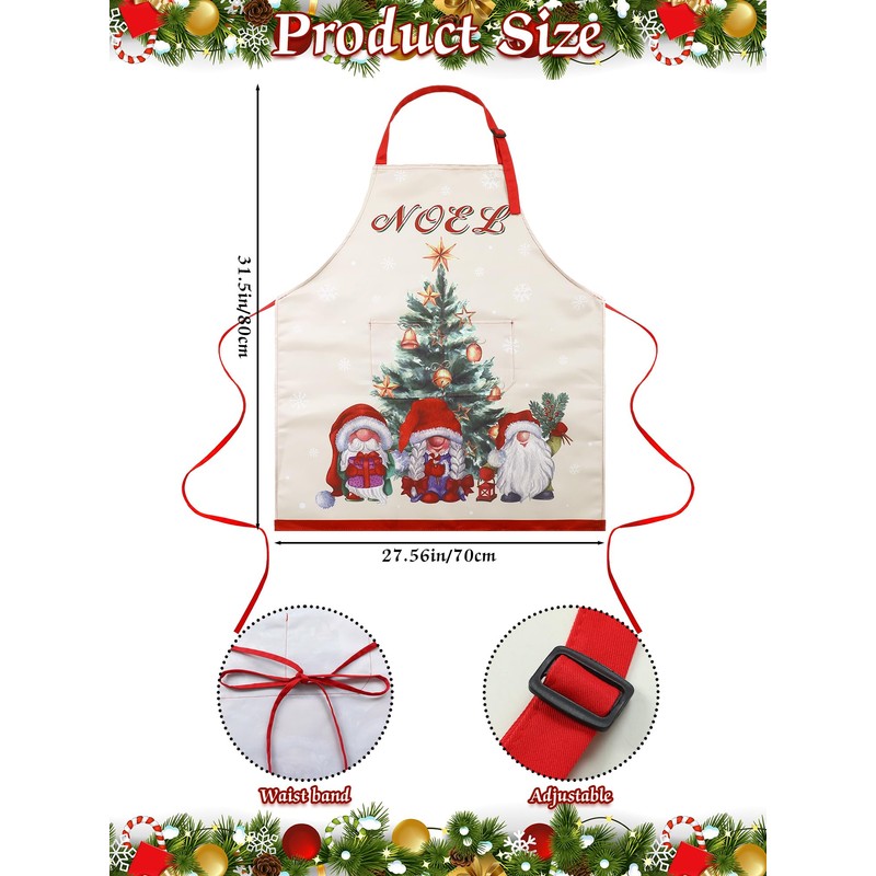 Bencailor Winter Aprons with Pockets Adjustable Holiday Kitchen Aprons Waterproof