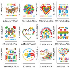 4/9/12PCS Pocket Size,It's Okay to Be Different Iron On Transfer for Clothing, Autism Thermal Heat Transfer Decals, Stripes, T-shirt, Jeans, Backpacks (ASM-04)