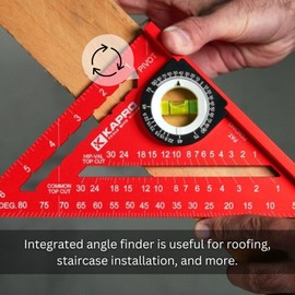 KAPRO 449-7 Rafter Square with Protractor Vial Level - Anodized Aluminum Triangle - 7 Inch