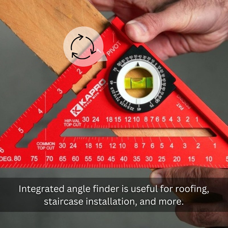 KAPRO 449-7 Rafter Square with Protractor Vial Level - Anodized