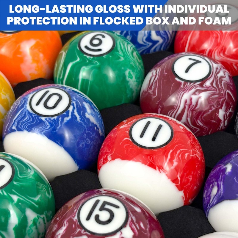 JOLORLY Pool Balls Billiard Set – 2-1/4" Regulation Size, 6