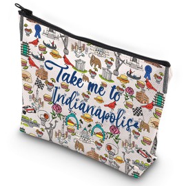 G2TUP Indianapolis Indiana Travel Cosmetic Bag Indianapolis Landmarks Souvenirs Gift Take Me To Indianapolis Zipper Pouch Bag Indianapolis Merch (Indianapolis)