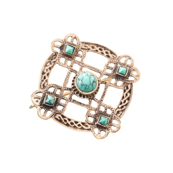 WINDALF Thura Medieval Brooch Diameter 4.3 cm with Turquoise Stones