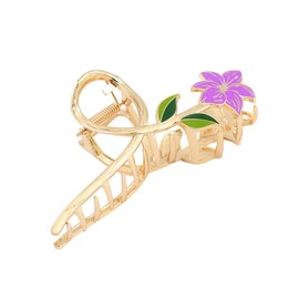 Purple Flower Metal Hair Clips Large Tulip Hair Claw Clips, Large Hair Claw Hair Barrettes Non-Slip No Broken Strong Hold Hair Clamps Fashion Hair Accessories for Woman With Long Hair