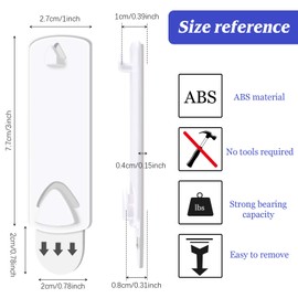 8 Pieces No Damage Picture Hangers Picture Hanging Kit Without Nails No Trace Adhesive Art Hanger for Bathroom Kitchen Home Door Closet, White (8)