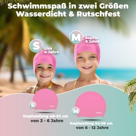 KIDVERSE Children's Waterproof Swimming Cap with Non-Slip Nubs - Swimming Caps for Swimmers with UV Protection - Swimming Cap Girls - Tear-Resistant Swimming Caps in Various Sizes