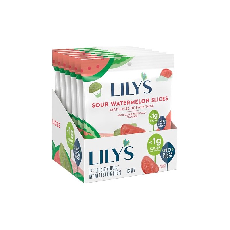 Sour Watermelon Slices, Gummy Sweets Bags, 1.8 oz (6 Count)