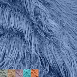 Stylish FABRIC Mongolian Sheep Wool Faux Fur-Fabric by The Yard-Shaggy Mohair-for Sewing, Apparel, Clothing, Costumes, Pillows, Rugs, Decorations, Upholstery, Home DIY Project, Slate Blue 1 Yard
