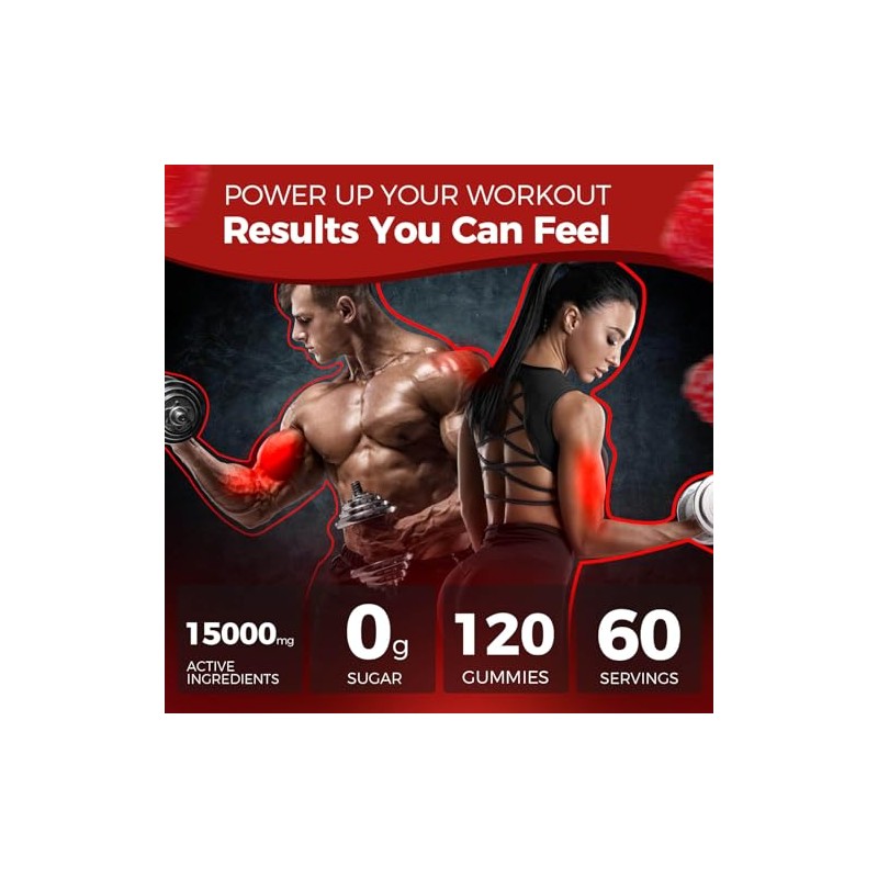 Creatine Gummies Monohydrate Complex, Pre-Workout for Men & Women, Creatine