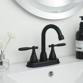 SOLVEX Mezcladora Para Lavabo de Baño, Grifo para Baño Flexible,Llaves Lavabo Baño,2 Manijas para Grifo de Lavabo,Llave Mezcladora para Baño,Grifo Lavabo,Grifo Mezclador,Negro Mate,40071-N