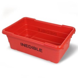 ULTRASOURCE Food Approved Bus Totes/Meat Lug (4 Totes and 4 Frosted Lids, Red Inedible)