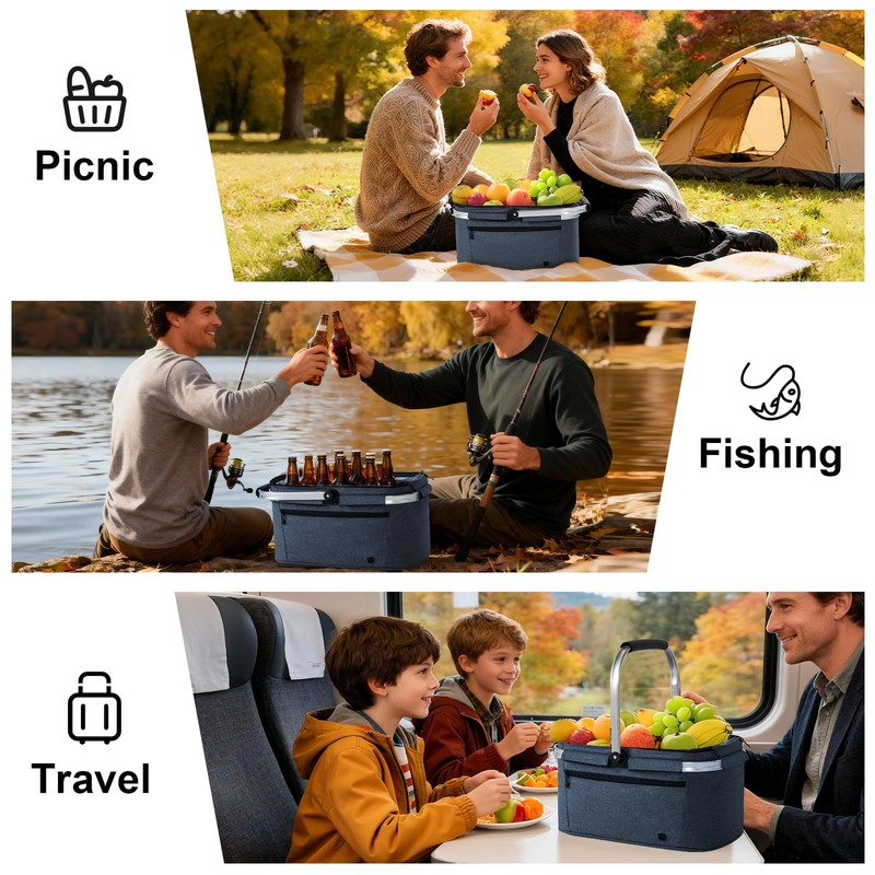 ALLCAMP Picnic Basket - 2 Ice Box Included 32L Insulated