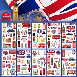 20 Sheets King Coronation Temporary Tattoos,Union Jack Temporary Tattoos For 2023 King Charles Coronation Ceremony Party Favors, UK Patriotic Coronation Party Favor Accessories