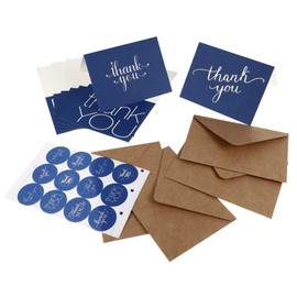 NUOBESTY 16pcs Thank You Cards Bulk Navy Blue Wedding Decor Ideal for Engagement Graduation Party Accessories