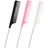 3 Pcs Rat Tail Combs Salon Hairdressing Comb with Stainless