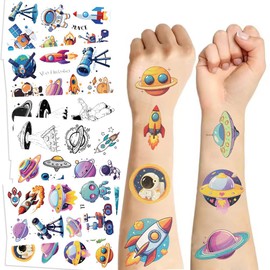 10 Sheets Space Temporary Tattoos Stickers,Space Birthday Party Supplies Favors Waterproof Fake Tattoos Stickers Party Decorations for Kids Boys Girls School Rewards Gifts
